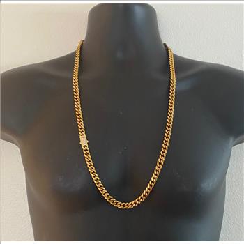Cuban 18K Gold Plated Necklace Size 28