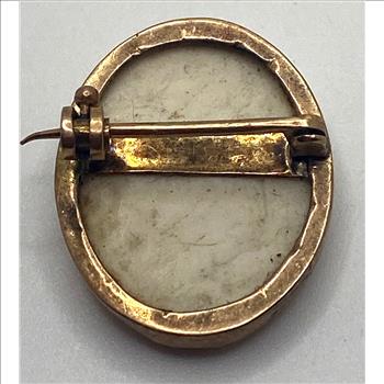 Antique Gold Victorian Lava Front Face Cherub Cameo Brooch Circa 1876