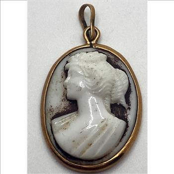 Antique Victorian Front Face Cherub Cameo Brooch Estimate Value $1,859.00