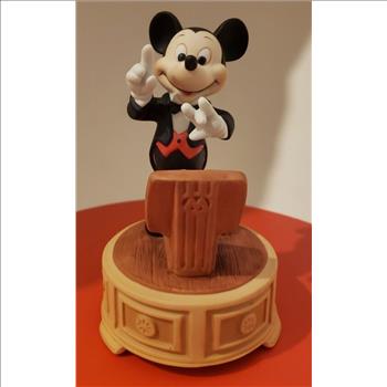 Walt Disney Mickey Mouse Conductor Ceramic Wind Up Music Box