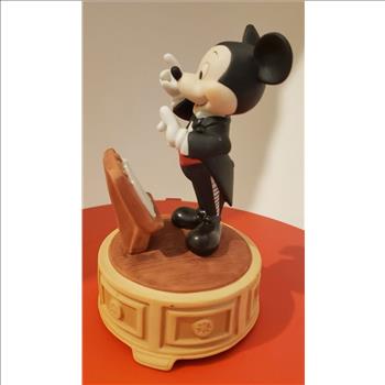 Walt Disney Mickey Mouse Conductor Ceramic Wind Up Music Box