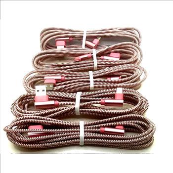 5 Pcs iPhone Insulated Breaded Charging 90 Degree Cable 