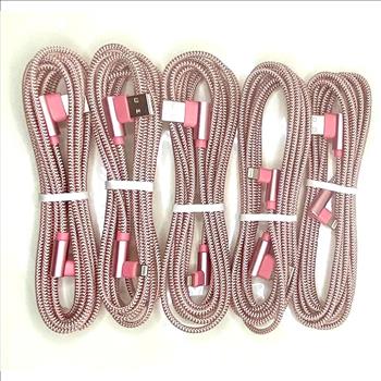 5 Pcs iPhone Insulated Breaded Charging 90 Degree Cable 