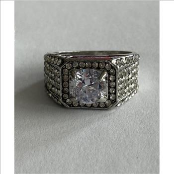 Men's Iced Out Square Halo Ring     
