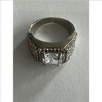 Men's Iced Out Square Halo Ring     