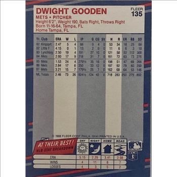 Dwight Gooden Baseball Card Fleer