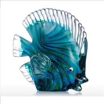 Murano Blue Glass Statuettes Tropical Fish Figurine Home Retail $217