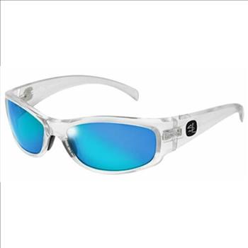 Salt Life Tortola Polarized Sport Sunglasses Crystal Clear Frame Smoke Blue Lens