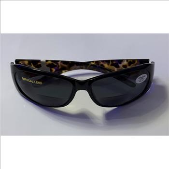 Black Wrap-Around Bi-focal Reading Sunglasses w/ ortoise-Shell Arms
