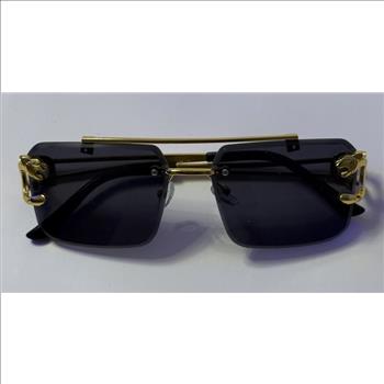 Oversized Square Sunglasses w/ Black/Gold