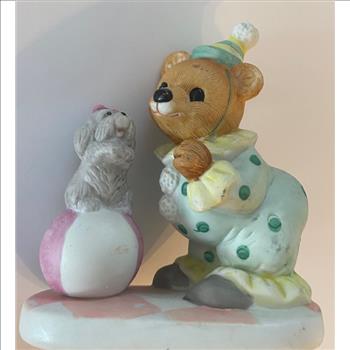 Vintage Teddy Bear Circus Clown with Puppy Statue