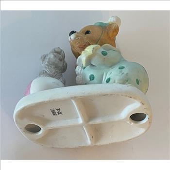 Vintage Teddy Bear Circus Clown with Puppy Statue
