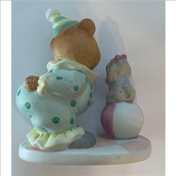 Vintage Teddy Bear Circus Clown with Puppy Statue