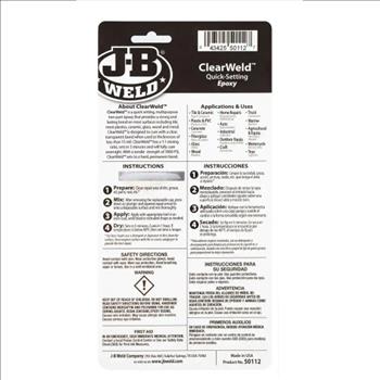J-B Weld 0.85 oz. ClearWeld Quick-Set Epoxy Syringe