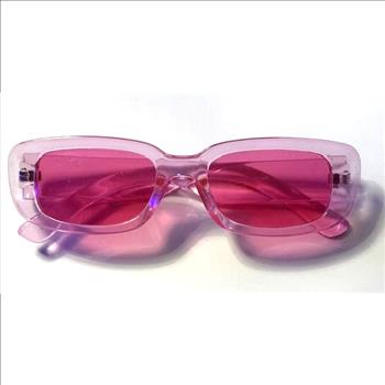 Transparent Pink Rectangular Y2K-Style Sunglasses 