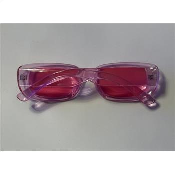 Transparent Pink Rectangular Y2K-Style Sunglasses 
