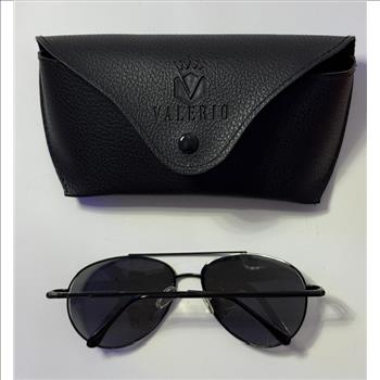 Aviator Sunglasses w/ Black Textured Valerio Glasses Case 