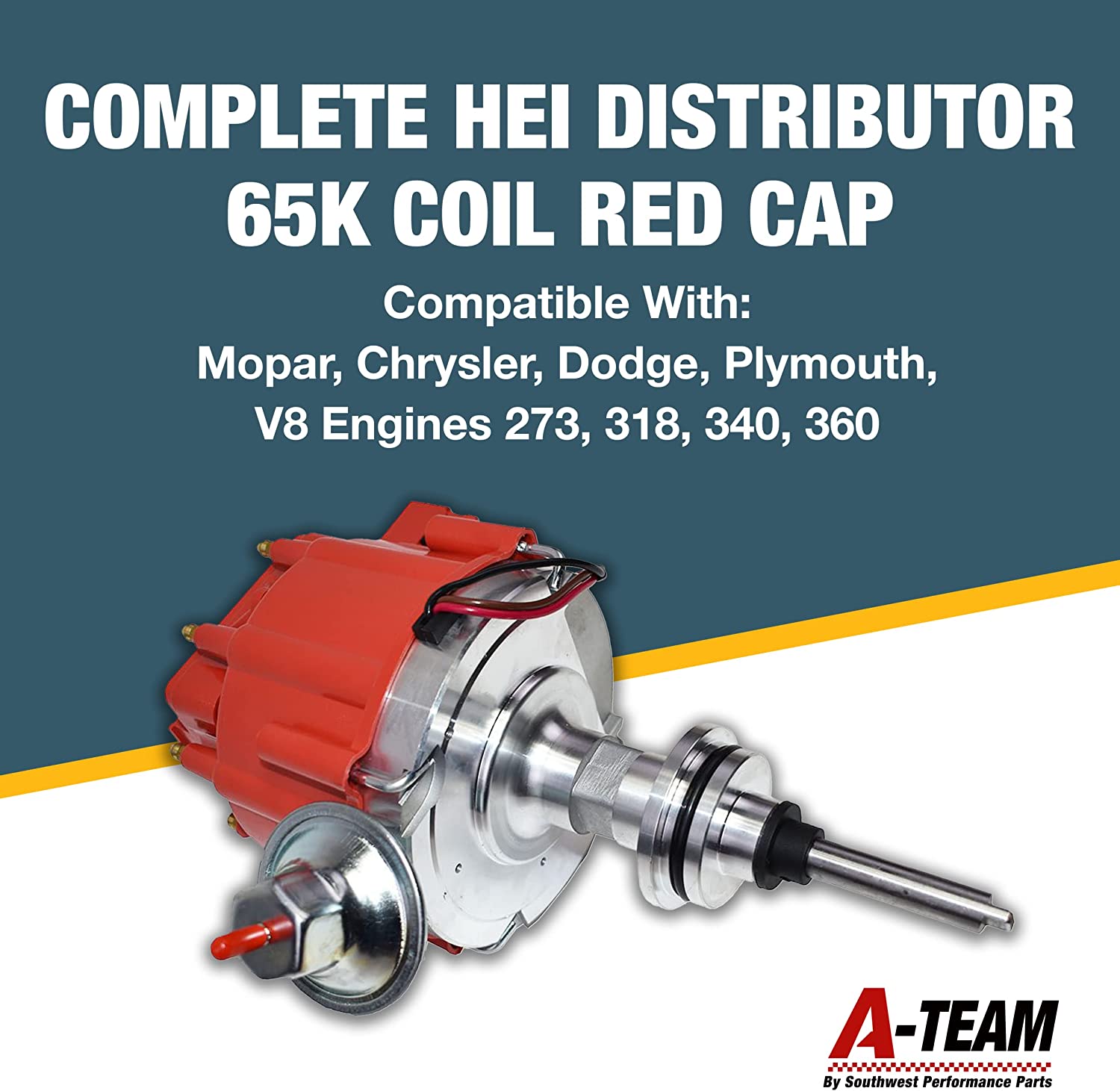 Complete HEI Distributor 65K Coil Compatible with Mopar Chrysler