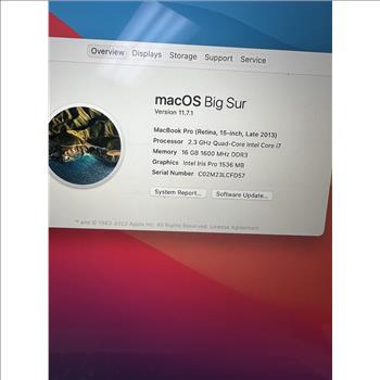 Apple Macbook Pro Retina 15 inch i7 quad core 16GB ram 256GB SSD