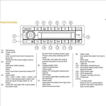 VDO Continental TR7412UB-OR European Style 12v Radio Orange Display Bluetooth