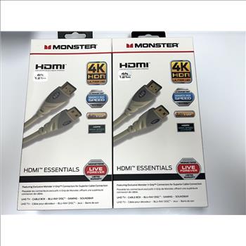 Monster 4' 4K HDMI Cable - White TWO PACK
