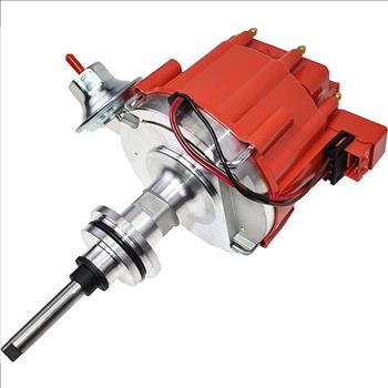 Complete HEI Distributor 65K Coil - Compatible with Mopar Chrysler Dodge Plymouth V8 Engines 273 318 340 360 One-Wire Installation Red Cap