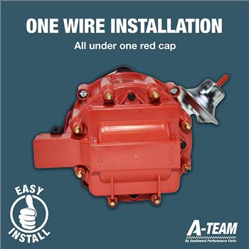 Complete HEI Distributor 65K Coil - Compatible with Mopar Chrysler Dodge Plymouth V8 Engines 273 318 340 360 One-Wire Installation Red Cap
