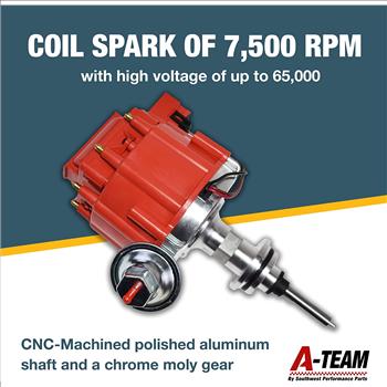 Complete HEI Distributor 65K Coil - Compatible with Mopar Chrysler Dodge Plymouth V8 Engines 273 318 340 360 One-Wire Installation Red Cap