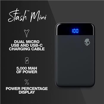 Skullcandy Stash Mini 5000 mAh Fast Charging Power Bank / Small and Light