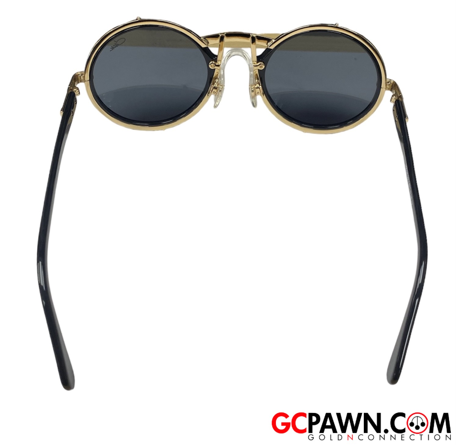 CAZAL 644 OVAL BLACK AND GOLD SUNGLASSES Property Room
