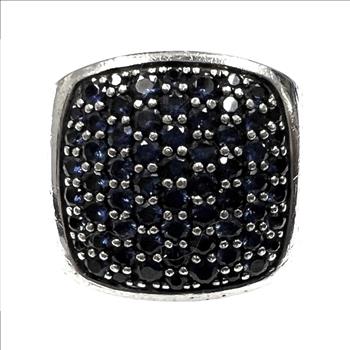 DAVID YURMAN STERLING SILVER AND SAPPHIRE CLUSTER RING