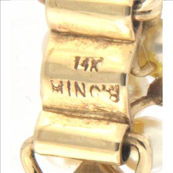 STUNNING MINGS HONOLULU 14KT YELLOW GOLD JADE AND PEARL BRACELET