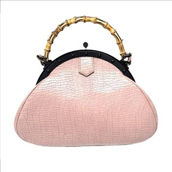 GUCCI PINK AND MAUVE BAMBOO FRAME PURSE