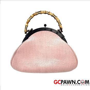 GUCCI PINK AND MAUVE BAMBOO FRAME PURSE