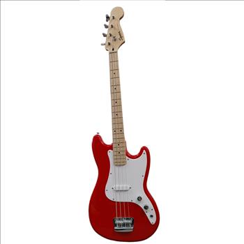 SQUIER 4 STRING BRONCO BASS GUITAR IN CHERRY RED