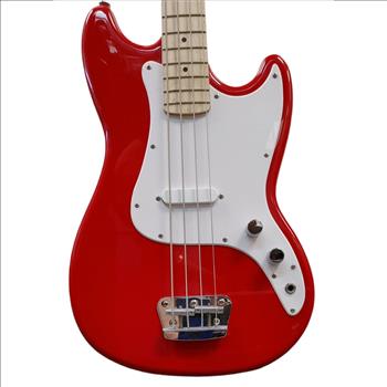 SQUIER 4 STRING BRONCO BASS GUITAR IN CHERRY RED