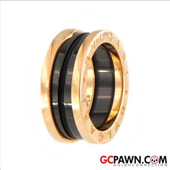 BVLGARI B.ZERO1 18KT ROSE GOLD AND CERAMIC CENTER SPIRAL RING