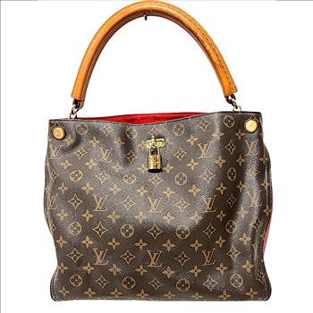 LOUIS VUITTON GAIA MONOGRAM CANVAS HANDBAG WITH RED INTERIOR
