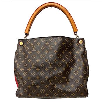 LOUIS VUITTON GAIA MONOGRAM CANVAS HANDBAG WITH RED INTERIOR