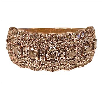 14KT ROSE GOLD AND DIAMOND CLUSTER RING