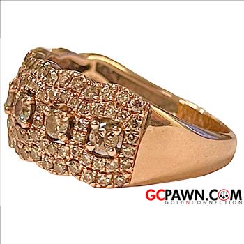 14KT ROSE GOLD AND DIAMOND CLUSTER RING