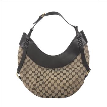 VERY NICE GUCCI GG CANVAS HALF MOON HOBO BAG