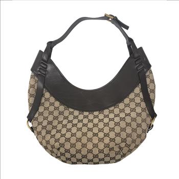 VERY NICE GUCCI GG CANVAS HALF MOON HOBO BAG