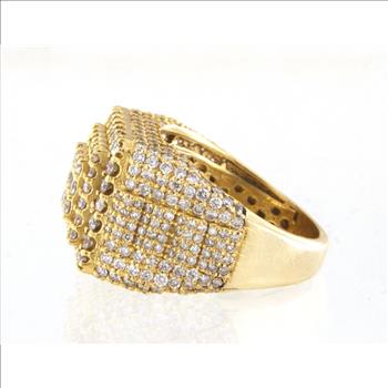 14KT YELLOW GOLD AND DIAMOND MENS CLUSTER RING