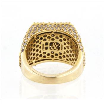 14KT YELLOW GOLD AND DIAMOND MENS CLUSTER RING