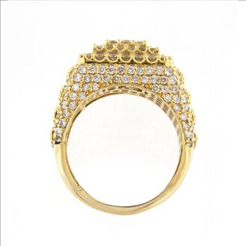 14KT YELLOW GOLD AND DIAMOND MENS CLUSTER RING