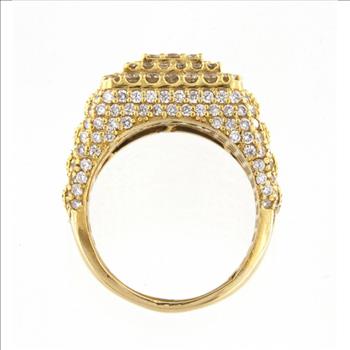 14KT YELLOW GOLD AND DIAMOND MENS CLUSTER RING