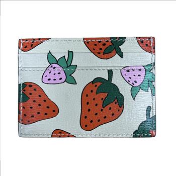 GUCCI STRAWBERRY LEATHER CARD HOLDER