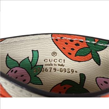 GUCCI STRAWBERRY LEATHER CARD HOLDER