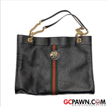 GUCCI RAJAH TIGER HEAD LARGE LEATHER HANDBAG